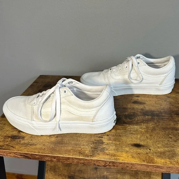 Vans White Platform Sneakers - Picture 8 of 12